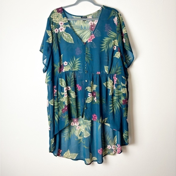 TORRID • Women’s Babydoll Chiffon Button Front Tunic Top Floral Print Size 4X - Picture 3 of 7